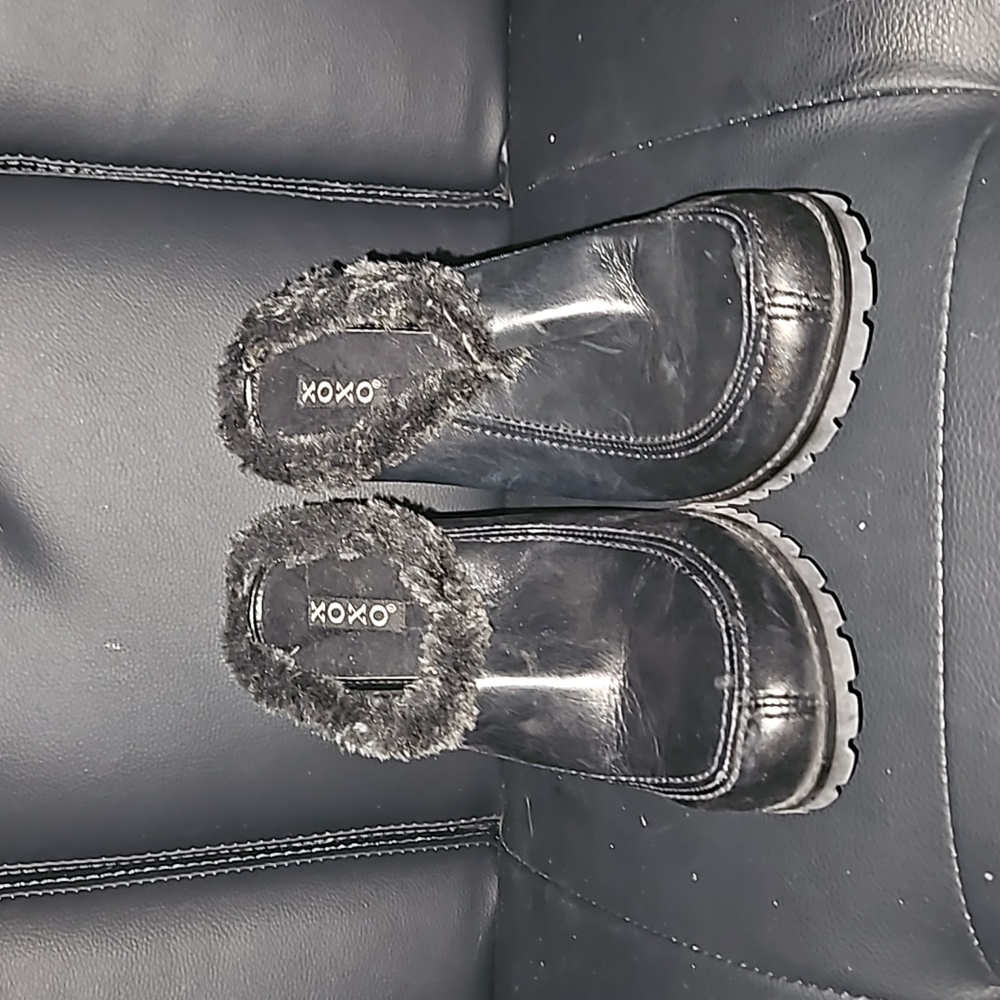 XOXO Faux Fur lined Heeled Clogs never been used